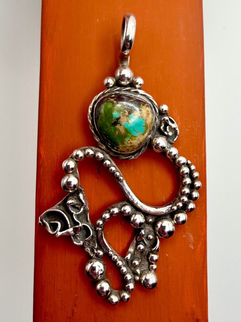 David Umpleby DEU Southwestern Santa Fe Sterling Silver Turquoise Pendant Vtg